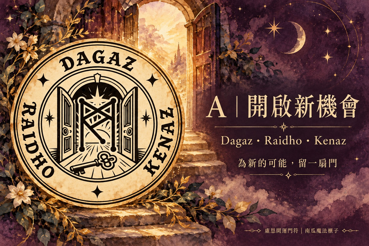 A答案：開啟新機會，Dagaz・Raidho・Kenaz盧恩門符