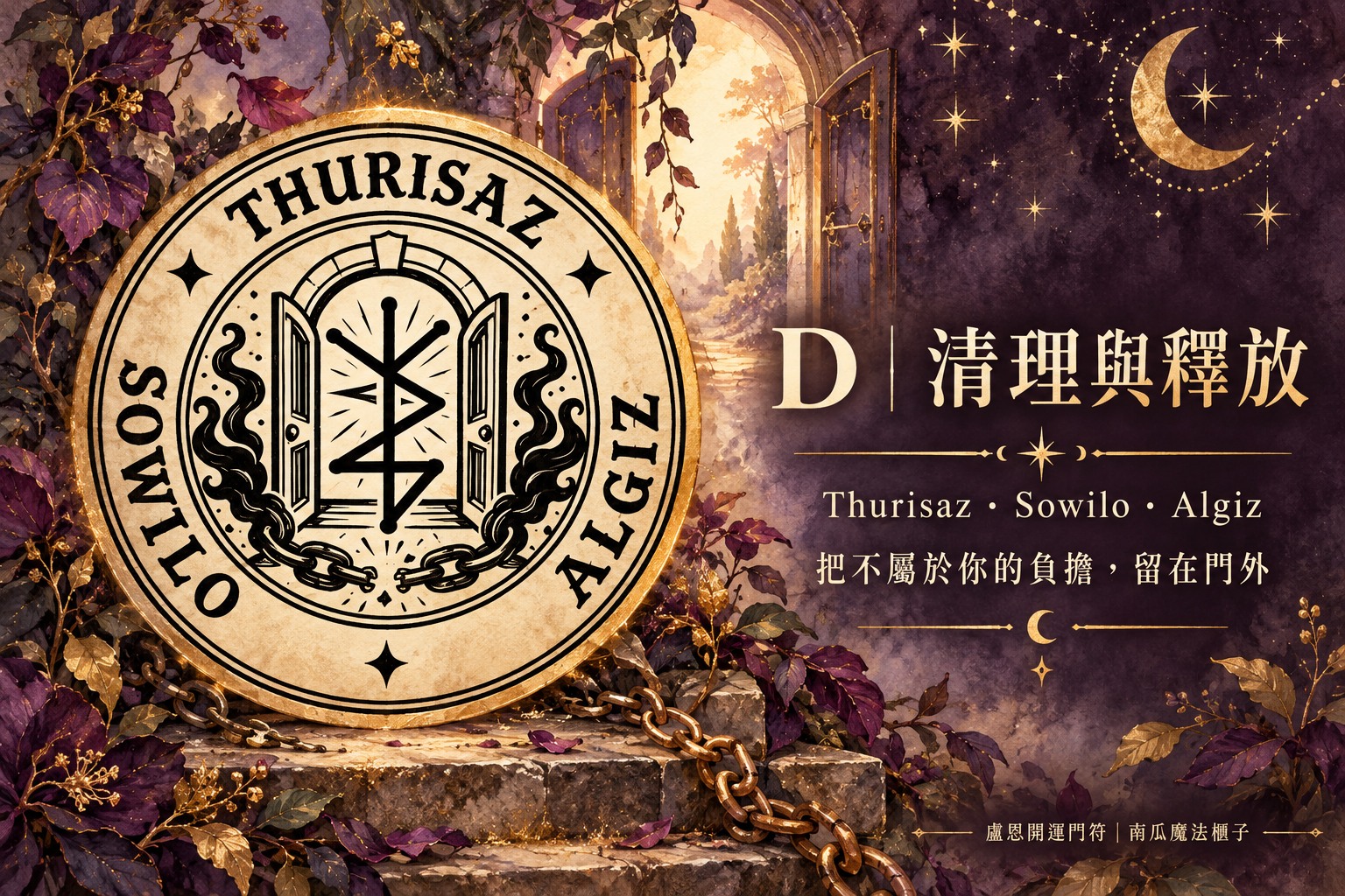 D答案：清理與釋放，Thurisaz・Sowilo・Algiz盧恩門符