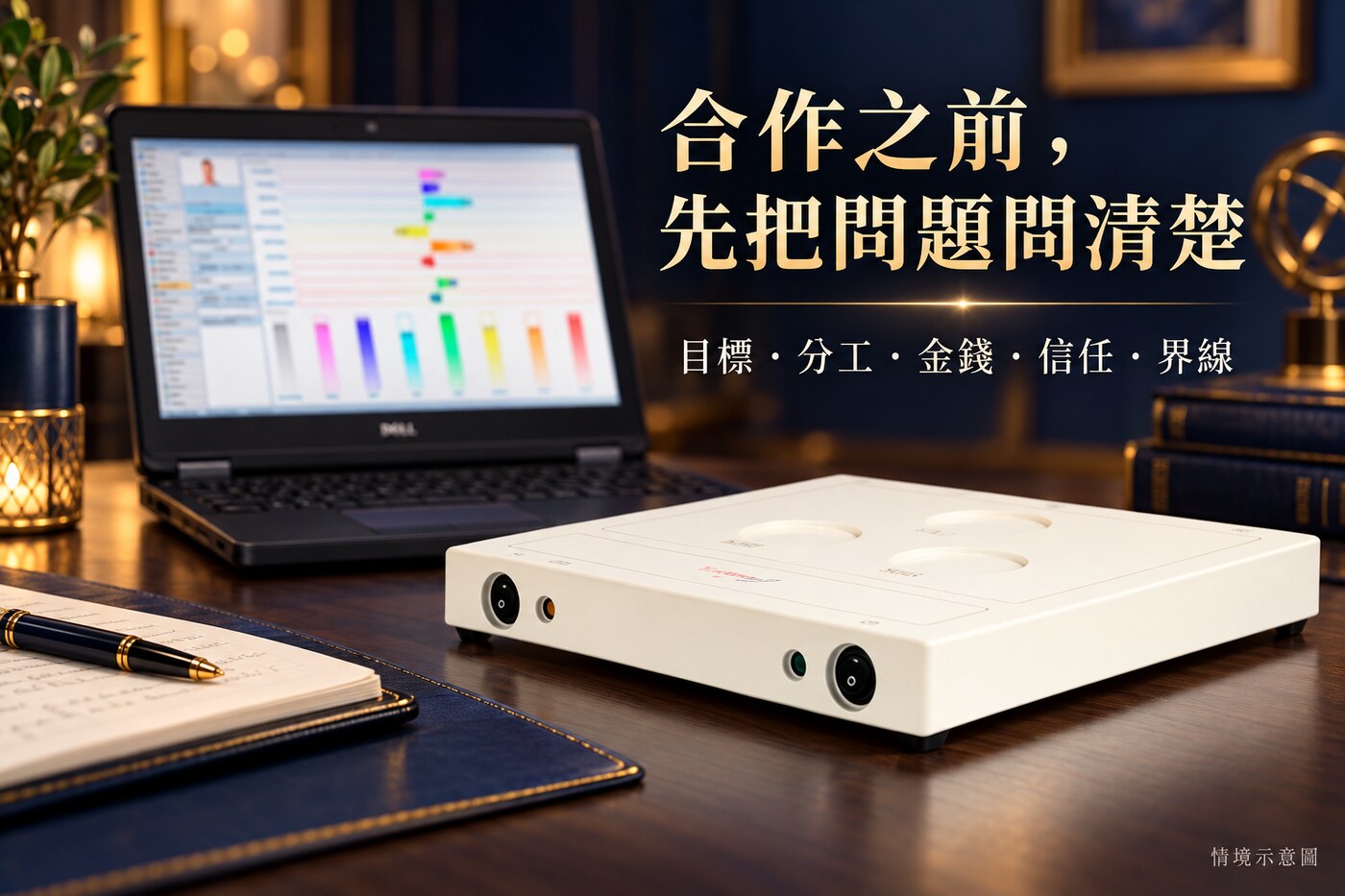 TimeWaver 合作關係探索情境示意:合作前釐清目標、分工、金錢、信任與界線